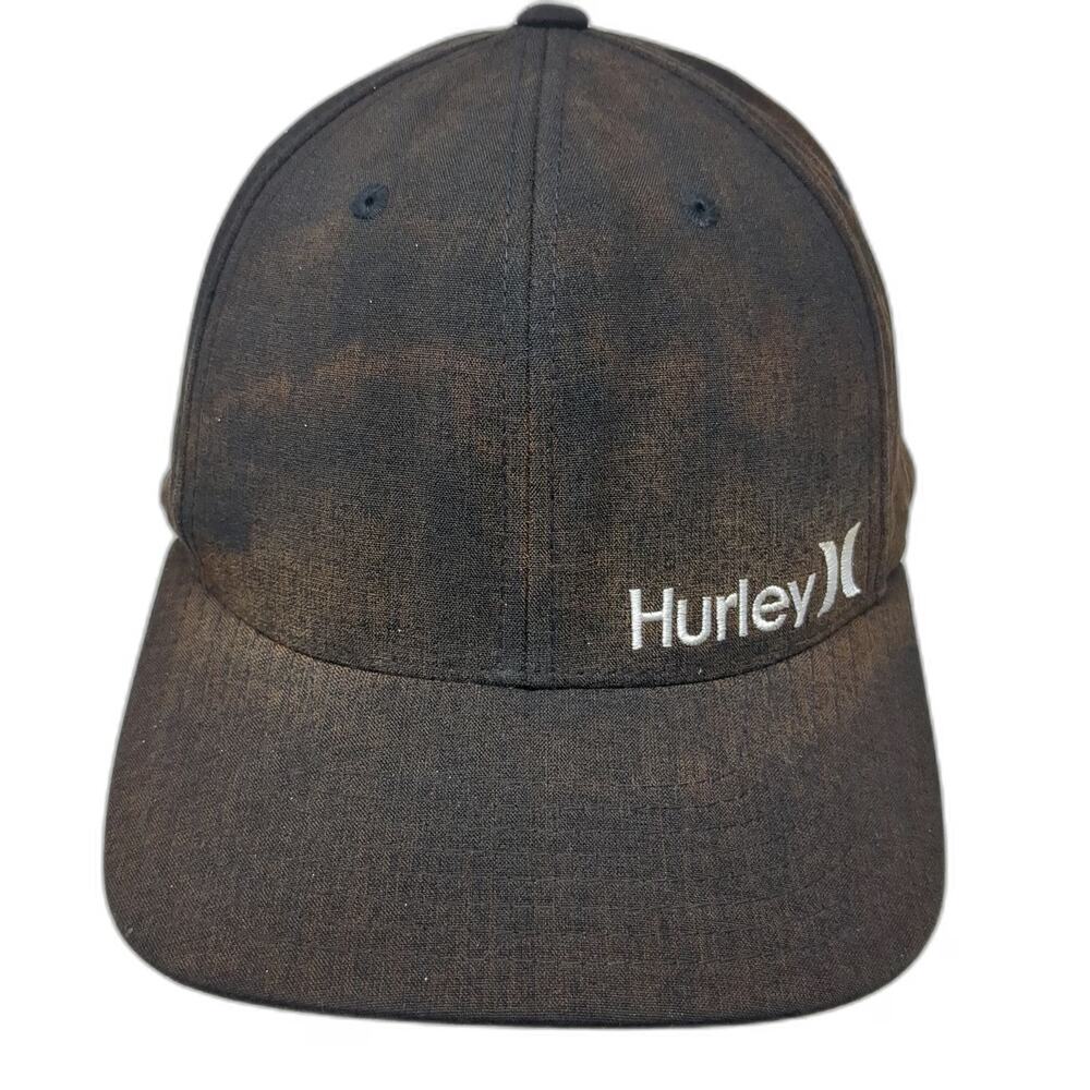 Hurley Baseball Cap Black XL Flexfit Embroidered Logo Curved Brim Stretch Hat